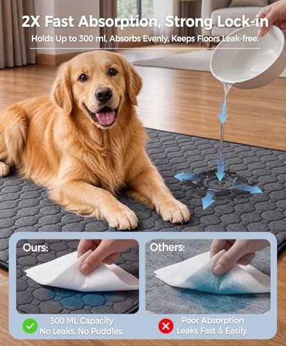 Doglike [Upgraded Silver-Ion Odor] Washable Pee Pads for Dogs – Ultra Absorbent, Leak-Proof, Non-Slip & 5-Hour Quick-Drying Reusable Puppy Training Pads for Home, Crate & Sofa, 41" x 36" (2 Pack) - size: 41" x 36"【Industry #1 Ag+ Fabric Application】