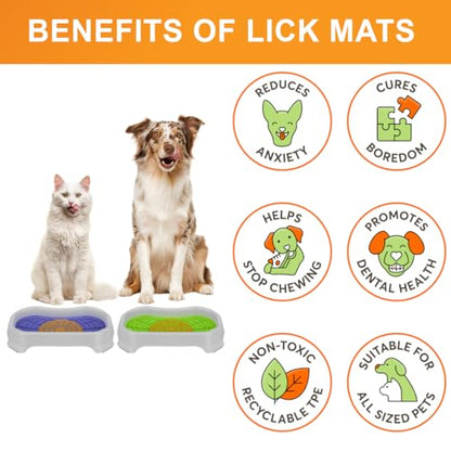 Neater Pets Neat-LIK Dog Lick Mat w/Mess-Proof Tray, Lick Mat for Dogs, Cats, Puppy, Reduces Anxiety & Boredom, Peanut Butter Slow Feeder, Interactive Treat Licking Pad (Purple & Green/Vanilla Bean) - color: Purple & Green Mats w/ Vanilla Bean Tray