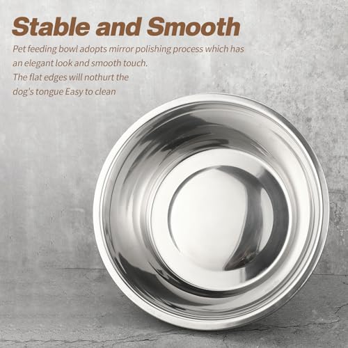 Ziliny 10 Pcs 8 Cup Metal Dog Bowls Stainless Steel Thickened Food Bowls Travel Kennel Food and Water Dish for Medium Large Size Dogs Cats, 64 Oz, Dishwasher Safe