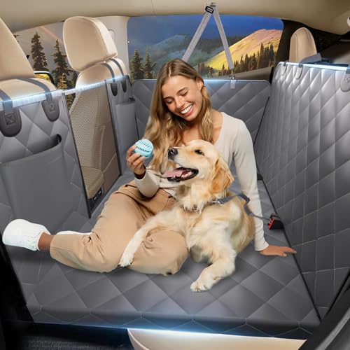 Btefd Back Seat Extender for Dogs, Hard Bottom Dog Car Seat Cover for Back Seat, Backseat Extender for Dogs Supports 420lbs, Waterproof Dog Hammock for Car, SUV, Truck Grey - color: Grey, size: L - For Cars / Mid-Size SUV / Double Cab Truck