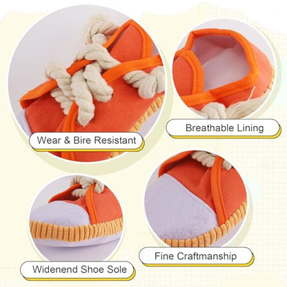 vocheer Dog Chew Toy, Dog Toys to Keep Them Busy Durable Teething Shoe Interactive Squeaky Puppy Toy,Small,Medium Breze, Machine Washable(Orange) - color: Orange
