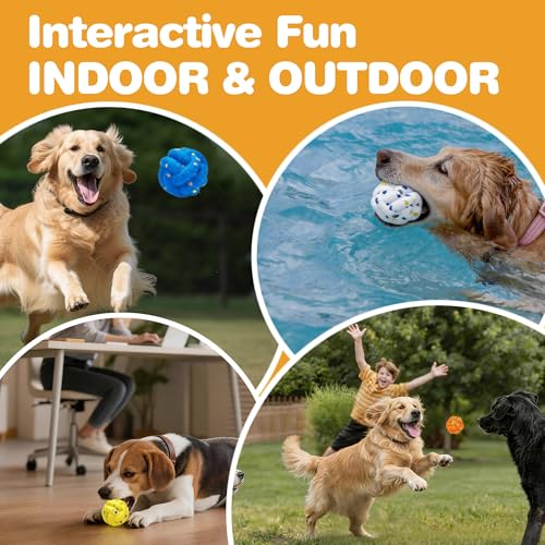 FOFOS Dog Balls for Aggressive Chewers, Durable Bouncy ETPU Dog Toys, Lightweight Floating Interactive Fetch Balls for Large Medium Small Dogs, Ideal for Outdoor Training