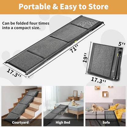 Dog Ramp for Large Dogs, Extra Long 71" & 17.3" Wide Folding Dog Ramp for High SUV & Truck, Portable Non-Slip Pet Ramp for Car, Supports 250 lbs - size: Upgraded 71" L x 17.3" W