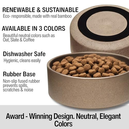 Loving Pets - Dolce Bamboo - Eco-Friendly Pet Bowls & Dishes for Dog, Cats, Puppy Food and Water Dish -Sustainable and Dishwasher Safe, Made with Real Bamboo (Medium, Coffee-Brown) - color: Coffee Brown, size: Medium Dish