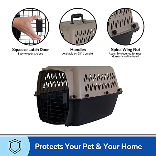 Petmate Vari Dog Kennel - Portable Dog Carriers & Crates for Medium Dogs, Airline-Friendly, Durable Plastic, Pet Carrier For Home and Travel, 28 Inches, Taupe and Black | Airline friendly pet carrier, durable plastic shell, great at home and on trips, sec