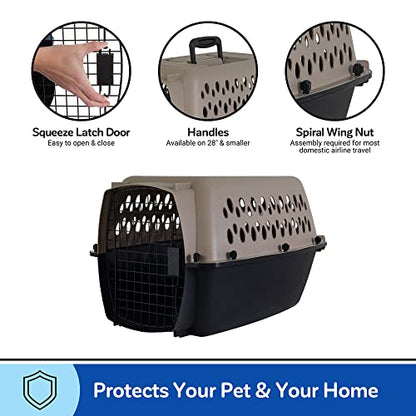 Petmate Vari Dog Kennel - Portable Dog Carriers & Crates for Medium Dogs, Airline-Friendly, Durable Plastic, Pet Carrier For Home and Travel, 28 Inches, Taupe and Black | Airline friendly pet carrier, durable plastic shell, great at home and on trips, sec