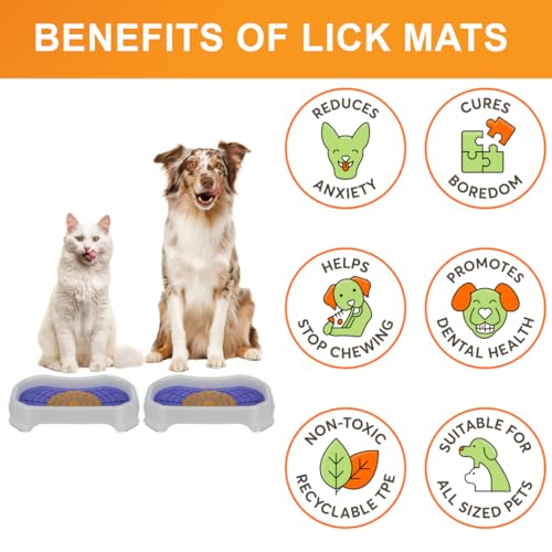 Neater Pets Neat-LIK Dog Lick Mat w/Mess-Proof Tray, Lick Mat for Dogs, Cats, Puppy, Reduces Anxiety & Boredom, Peanut Butter Slow Feeder, Interactive Treat Licking Pad (Purple/Vanilla Bean) - color: Purple Mat w/ Vanilla Bean Tray