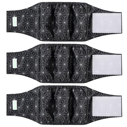 wegreeco Washable Male Dog Diapers (Pack of 3) - Washable Male Dog Belly Wrap (Black Asanoha Pattern, X-Small) - color: Black Asanoha Pattern, size: X-Small (Pack of 3)