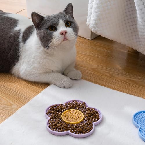 Cats Lick Pad with Suctions Cup Slow Feeders Licking Mat Flower Shape Silicone Pad with Suctions Cup Dog Licking Mat Silicone - size: B