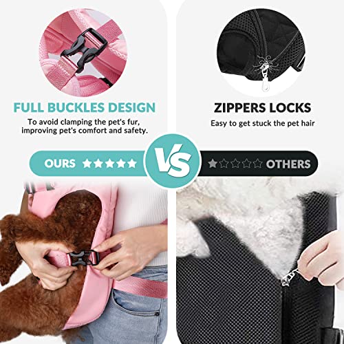 Lukovee Dog Backpack Carrier, Legs Out Easy-fit Dog Front Carrier for Small Medium Dogs, Adjustable Hands Free Dog Chest Carrier for Hiking Cycling (Pink,Medium) - color: Pink