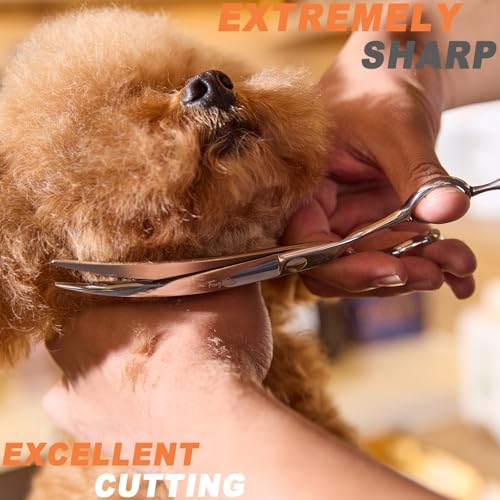 High-end Professional Dog Grooming Curved Scissors Pet Curved Shears 7 Inches Extremely Very Sharp Made Of Stainless Steel Alloy By Hand For Dog Cat Groomer - size: 7inch, style: Curved Shears