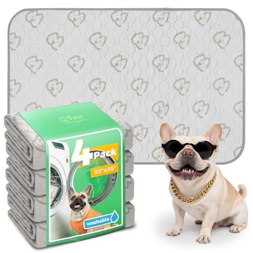 FXW Washable Pee Pads for Dogs, Puppy Pads with Super Absorbent, Specifically Designed for 36inch Cages, 23" x 35" Rectangle, Khaki, 4 Packs - color: Khaki, size: 23" x 35" (4 Packs)