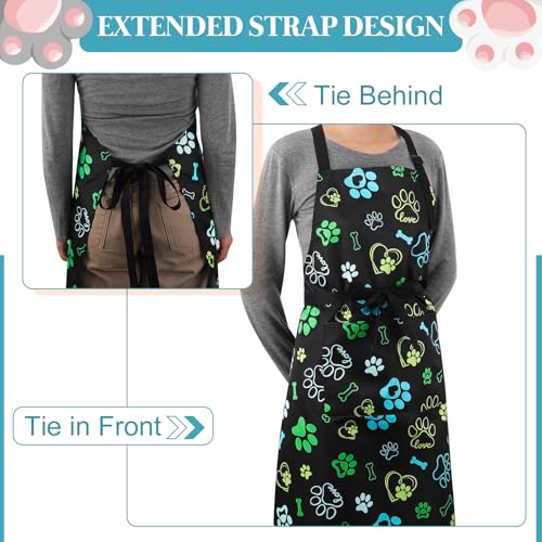 Dog Grooming Waterproof Apron with 2 Pockets, Cute Animals Puppy Dog Pets Apron - style: Dog Paw Heart Bone