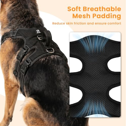 Escape Proof Dog Harness and Leash Set,Soft Padded Full Body Pet Harness, No Pull Reflective Adjustable Dog Vest with Handle, Easy Control Dog Harness for Medium Large Dogs Training Walking Running - color: Black, size: XL