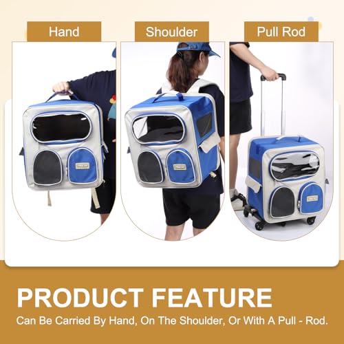 Pet Backpack Carrier, Portable and Ventilated, Nylon Dogs Cats and Small Animals Travel Bag 14.96", (Sea Blue, 1 Pcs), Intended for Hiking/Camping/Traveling - color: Sea Blue