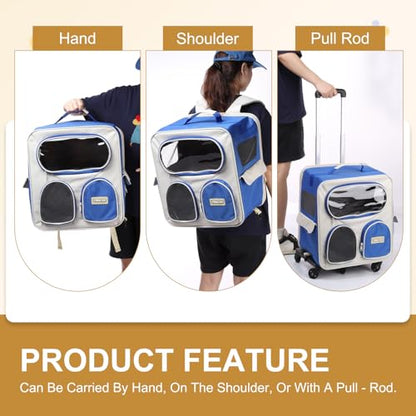 Pet Backpack Carrier, Portable and Ventilated, Nylon Dogs Cats and Small Animals Travel Bag 14.96", (Green, 1 Pcs), Intended for Hiking/Camping/Traveling - color: Green