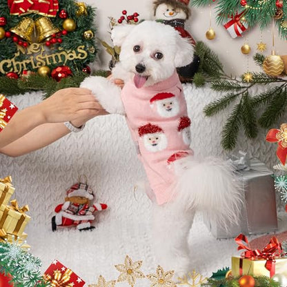 LUBOT NEW Ugly Christmas Sweaters for Puppy Cute Funny Wintertime and Holiday Parties Knitted Pullover Sweater Santa Small Dog Pink X-Small - color: Pink, size: X-Small