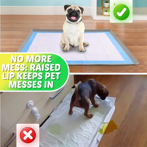 TidyFriend Reusable Silicone Dog Training Tray for 27.5” x 44” Pads, Washable Puppy Potty Station, No-Spill Heavy Duty Pee Pad Holder for Dogs - Easy to Clean & Travel Friendly (Light Grey) - color: Light Grey