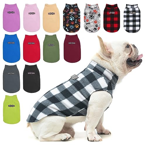 BEAUTYZOO Small Dog Sweater Fleece Vest Winter Jacket, D-Ring Leash Attachment for XS S Puppy Medium Sized Breeds Dogs, Cold Weather Dog Clothes Windproof Keep Warm, Classic White Plaid S - color: WHITE BUFFALO PLAID, size: Small