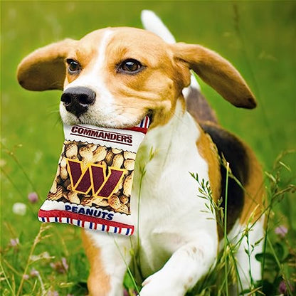 Pets First NFL Washington Commanders Crinkle FINE Plush Dog & CAT Squeak Toy - Cute Stadium Peanuts Snack Plush Toy for Dogs & Cats with Inner Squeaker & Beautiful Baseball Team Name/Logo (WAC-3346) - color: Washington Commanders, style: STADIUM PEANUTS S
