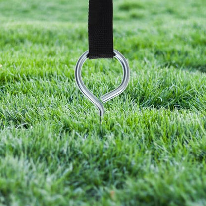 DECHOUS Wear-Resistant Spiral Dog Anchor and Portable Ground Stake with 2. Webbing Straps, Heavy Duty Tent Accessory for Outdoor Camping and Pet Tie-Out