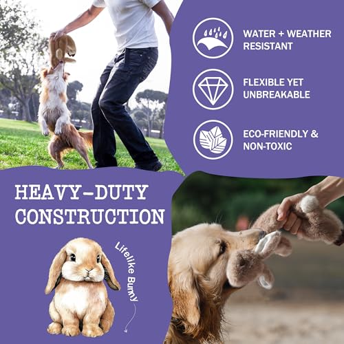 Fuzzwoof No-Stuffing Bunny Squeaky Dog Toy, Cute Plush Puppy Teething Toy to Keep Them Busy, Rabbit Interactive Tug of War & Dental Chew for Small Medium Large Dogs - style: Bunny