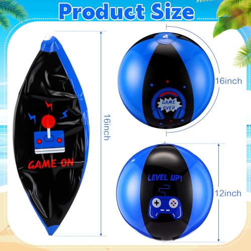 6 Pcs 12 Inch Inflatable Video Games Beach Balls for Kids Video Games Birthday Party Favor Decorations Pool Toy PVC Beach Ball - style: Video Game