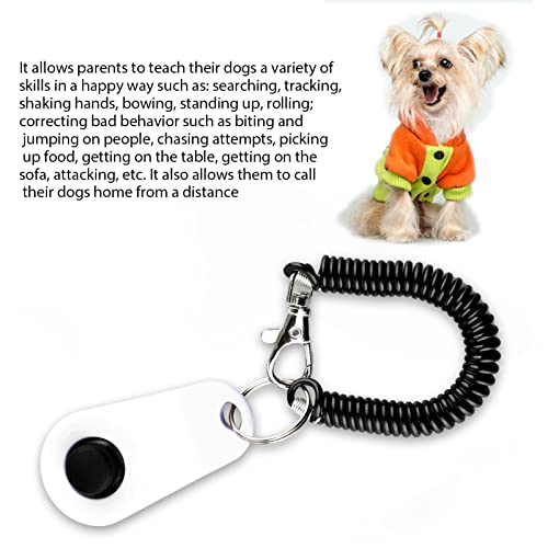 Dog Training Clicker, ABS Material Clicker with Black Long Wrist Strap and Ring, Universal for Dogs and Cats (White) - color: White