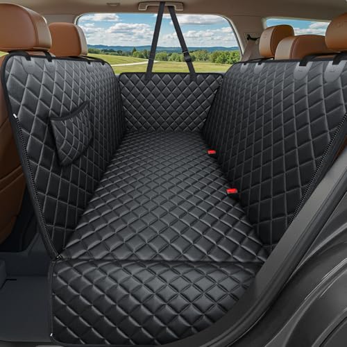 URPOWER 900D Heavy Duty Scratch Proof Dog Car Seat Cover for Pets 100% Waterproof Seat Cover Hammock Nonslip Durable Soft Back Seat Covers for Cars and SUVs - color: Textured Black, size: Standard - 54" Length