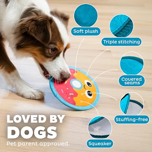 Outward Hound Tough Skinz Durable Squeaky Dog Toy with Two Tough Layers, Donut, Multicolor, Small - color: Donut, size: Small