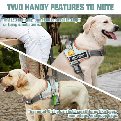AUROTH Dog Harness and Leash Set, Soft Padded Service Dog Vest with 5.25FT Dog Leash, No Choke, Easy On Pet Vest, Adjustable Reflective No Pull Pet Vest Medium Sized Dog, Easy Walking and Training - color: Macaron Blue, size: M(Neck:17.7"-24",Chest:23.6"-