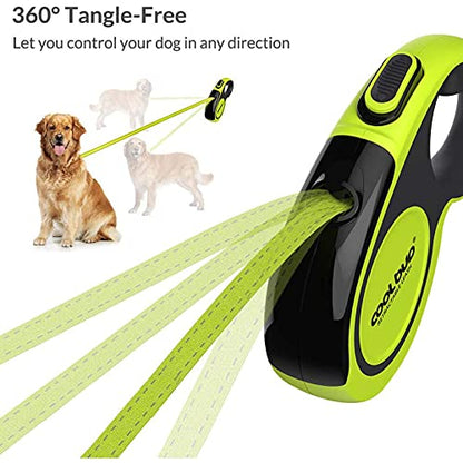 Retractable Dog Leash, 16 ft Pet Walking Leash for Medium Dogs up to 66 lbs, One Button Break & Lock, Heavy Duty, Strong Nylon Tape, Tangle-Free (Green, Medium) - color: Green, size: Medium