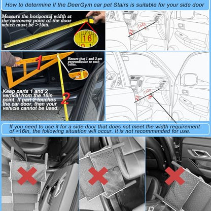 Dog Stairs for Large Dogs - 6 Step Foldable Dog Ramp for Car 43In Non-Slip Surface Support up to 230lbs - Suitable for SUV Truck Designed Specifically for Disabled Dogs - size: 16" W x 38-43" H