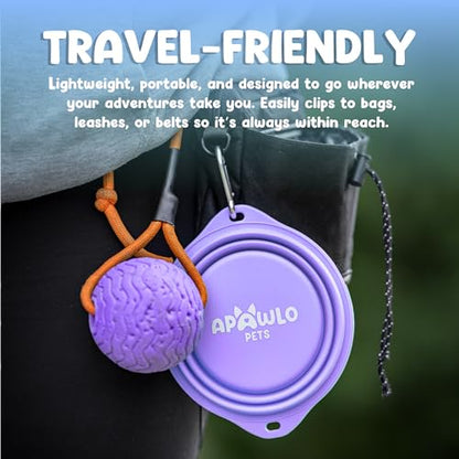Collapsible Dog Bowl - 800ml/27 oz Portable Silicone Travel Water Bowl for Dogs with Carabiner | Foldable, Dishwasher Safe | Hiking, Camping Dog Essentials & Outdoor Pet Feeding - Purple - color: Purple