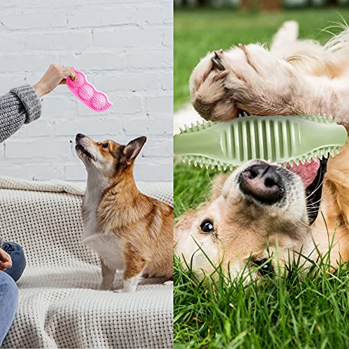 Skylety 6 Pcs Puppy Teething Chew Toys Rubber Bones Shaped Cute Dog Pet Small Dog Toys for 2-8 Months Small Dogs Cleaning Relieving Itching(Green, Deep Pink, Blue, Rose Red, Yellow Green) - color: Green, Deep Pink, Blue, Rose Red, Yellow Green