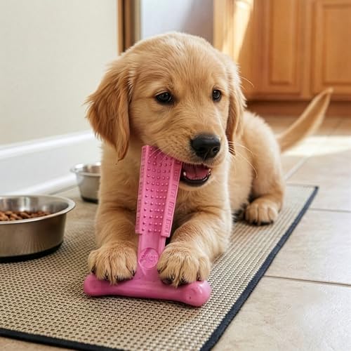 SPOT Bam-Bones Puppy T-Bone Dog Chew Toys, Chicken Flavor, 4 Inch, 2 Pack, Bamboo Fiber & Flexible Rubber, Easy Grip Design for Gentle Chewers, Puppies & Small Dogs Up to 15 lbs