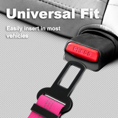 Plutus Pet Dog Seat Belt for Car, Adjustable Dog Car Harness with Carabiner Clip, Reflective Safety Dog Seatbelt Leash with Elastic Bungee, Hot Pink - color: Hot Pink