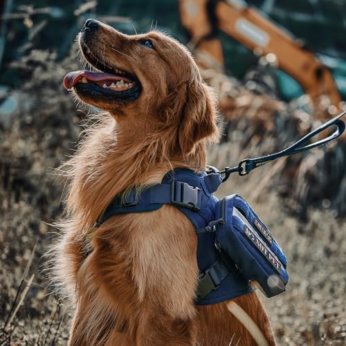 OneTigris Tactical Dog Harness Vest,No-Pull Service Dog Vest with Hook & Loop Panels,Adjustable Dog Vest Harness for Walking Hiking Training(Blue,XXS) - color: Blue, size: XX-Small