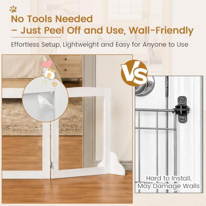 Snughome Clear Freestanding Dog Gate Indoor, 23.62’’H Acrylic Transparent Pet Gate for Dogs & Puppies, Foldable No Drill Pet Barrier, Adjustable Room Divider Fence for Doorway, Stairs, 4 Panel - size: 4 Panel-23.62" H