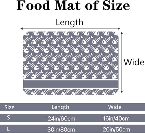 Personalized Dog Cat Food Mat PU Non-Slip at The Bottom Dog Bowl Mat Dog Mat for Food and Water Custom Pet Dog Food Mats for Floors Waterproof (Fish Bone) - color: fish bone