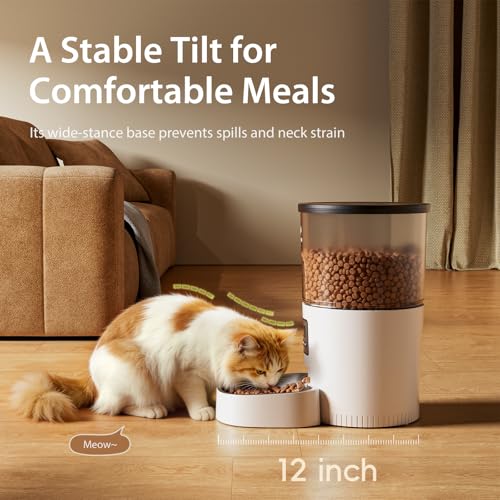 IMIPAW Automatic Cat Feeder, 3L Timed Pet Dry Food Dispenser with Clog-Free Design, Auto Feeder for Cats, 1-6 Meals Per Day, Desiccant Bags, with Stainless Steel - color: White Black, size: 3l