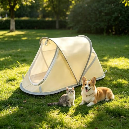 Lightweight Foldable Pet Tent | Portable Outdoor Dog Bed for Small Dogs & Cat Bed | Raised Dog Cot with Breathable Mesh | No-Tool Setup for Camping, Travel, Home | Dog Hammock & Calming Hideaway