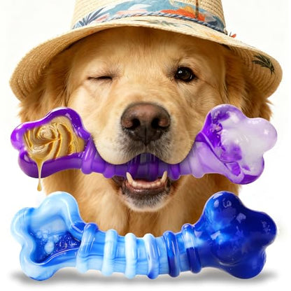 Kseroo Indestructible Dog Toys for Aggressive Chewers: 2-Pack Tough Chew Toy for Large Dogs, Heavy Duty Long-Lasting Dog Bones for Large Breed, Dog Toys to Keep Them Busy - color: Purple & Blue