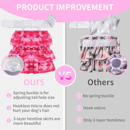 Cathy Doll 3 Pack Premium Reusable Washable Dog Diapers for Female Dogs in Heat Period Incontinence Puppy Training Highly Absorbent Leak-Proof Durable Pink (M) - size: M