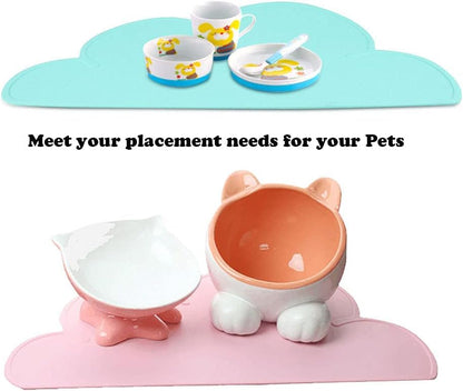 Love Dream Silicone Pet Feeding Food Mat with Raised Edge, Anti-Slip Waterproof Pet Bowl Mat Placemat for Dog and Cat (Grey) - color: Grey