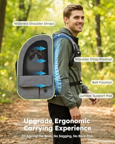 pecute Cat Backpack Expandable, Cat Carrier Backpack Breathable, Large - color: Grey, size: 15.4"L x 11.0"W x 19.0"H