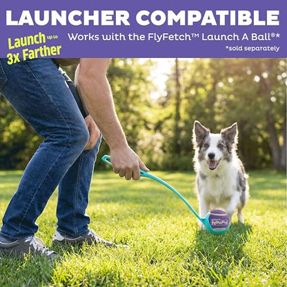 Outward Hound FlyFetch Squeaker Ballz Dog Toy, Squeaking Fetch & Retrieve Tennis Balls, Floats in Water, Compatible with FlyFetch Launch-A-Ball, 2.5", 3-Pack - color: Squeaker Ballz Multi