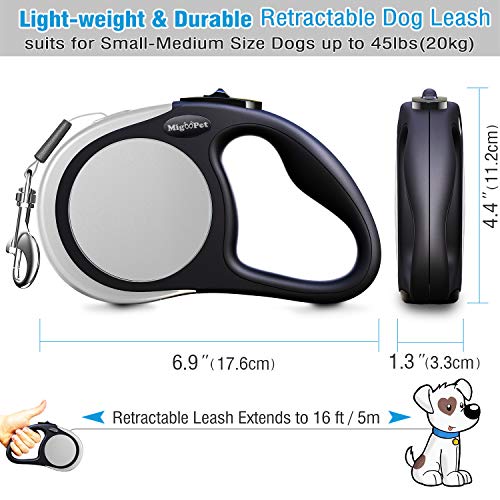 Heavy Duty Retractable Dog Leash-16ft Strong & Durable Walking Leash for S to L Dogs up to 45/115 lbs, Upgraded Lock System, Non Slip Grip, Tangle Free (Grey, Small/Medium) - color: GREY, size: Small/Medium