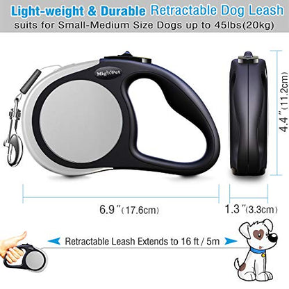 Heavy Duty Retractable Dog Leash-16ft Strong & Durable Walking Leash for S to L Dogs up to 45/115 lbs, Upgraded Lock System, Non Slip Grip, Tangle Free (Grey, Small/Medium) - color: GREY, size: Small/Medium
