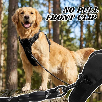 Funfox No Pull Dog Harness, Adjustable Pet Vest with Control Handle & Front Clip, Reflective Design for Small Medium Large XL Dogs, Black M - color: Black, size: M